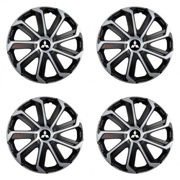 puklice pre  Mitsubishi (strieborné) 15 Evo black&silver
