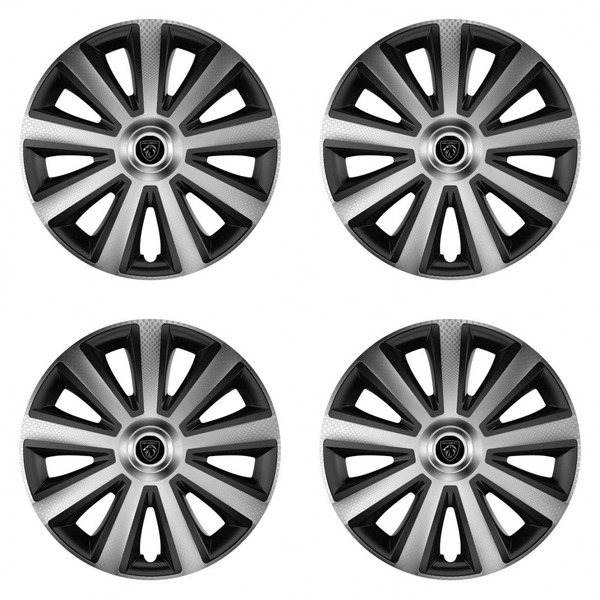 puklice pre  Peugeot (nové logo) 16 Aviator carbon silver&black