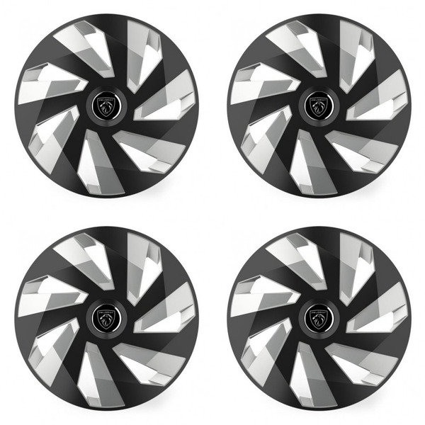 puklice pre  Peugeot (nové logo) 16 Vector RC black and silver