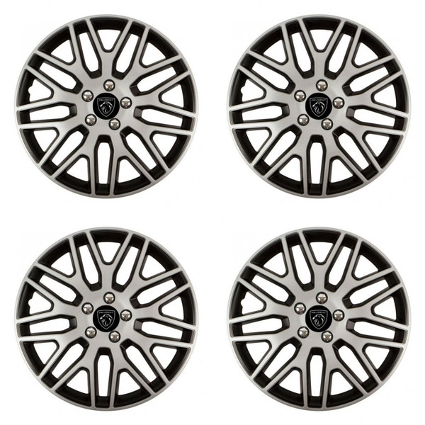 puklice pre  Peugeot (nové logo) 15 Dakar NC silver and black