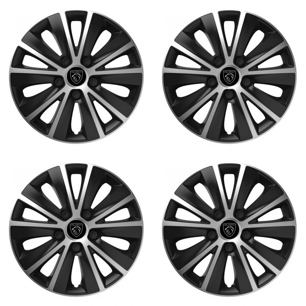 puklice pre  Peugeot (nové logo) 16 RAPIDE silver and black