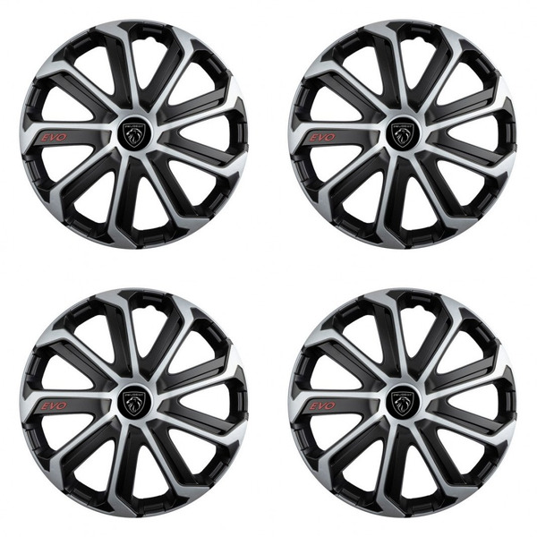 puklice pre  Peugeot (nové logo) 15 Evo black&silver
