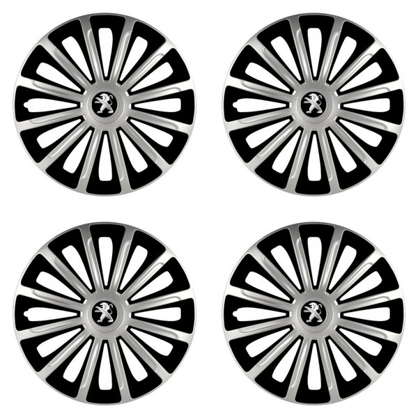 puklice pre  Peugeot (staršie logo) 16 TREND silver and black