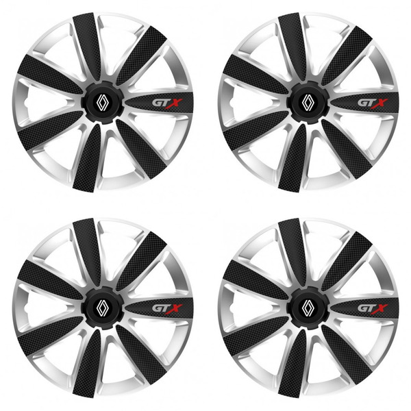 puklice pre  Renault (nové logo) 14 GTX CARBON silver/black