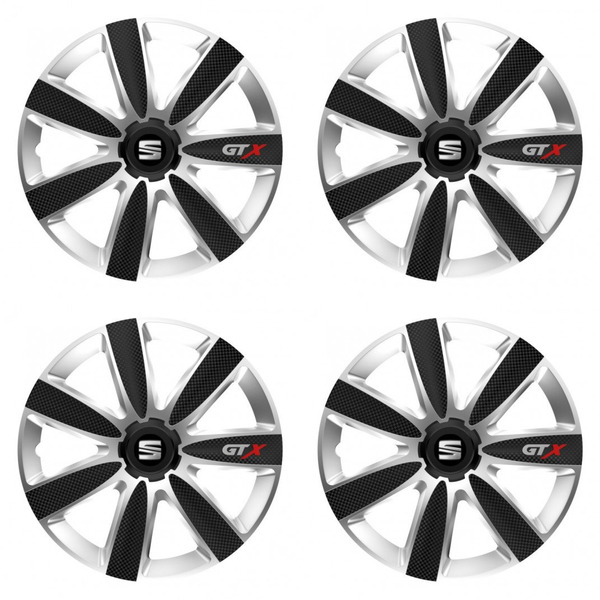 puklice pre  Seat 14 GTX CARBON silver/black