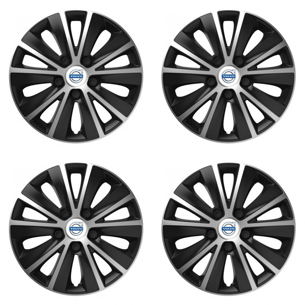 puklice pre  Volvo (biele) 14 RAPIDE silver and black