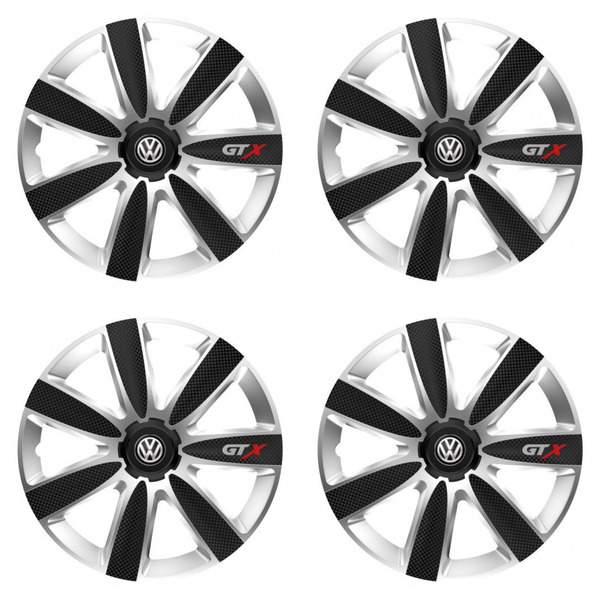puklice pre  VW (čierne) 16 GTX CARBON silver/black