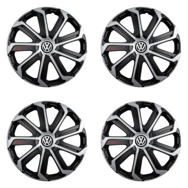 puklice pre  VW (čierne) 16 Evo black&silver